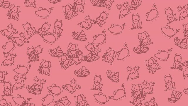 Pattern featuring various animals and jingle bells, ideal for holidaythemed designs, wrapping paper, textiles, and festive decorations.