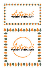 Autumn Leaf Border and Frame Ornament Set for Fall Season Decorative Vector Designs