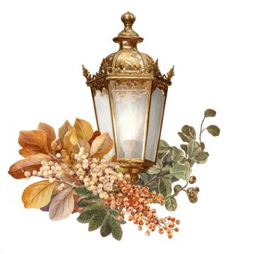 Autumn decorated coner vintage illustration decorative.