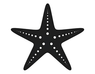 Black starfish silhouette with white dots on white background, centered