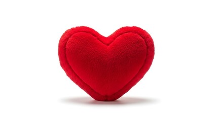 Obraz premium Red Heart-Shaped Plush Toy on White Background Symbol of Love and Affection