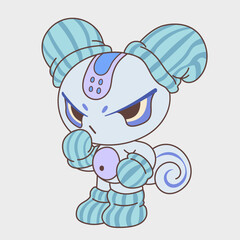 Cute anime character in pajamas. Funny chibi character. Cartoon character design.