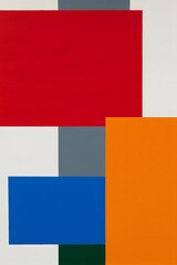 Obraz premium Abstract composition with rectangles of red blue orange gray white and green colors on canvas