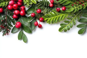 Festive evergreen foliage with berries