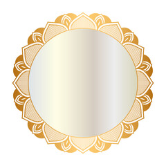 Luxury white circle frame transparent with vintage mandala gold circular pattern	