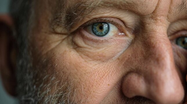 A close portrait of an elderly man&rsquo;s eye showing fine detail in skin texture and expression highlighting wisdom time humanity and the intimate stories conveyed through the subtleties of agin