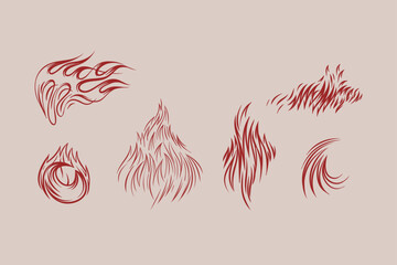 Outline Flame Set Hand Drawn Vector Image