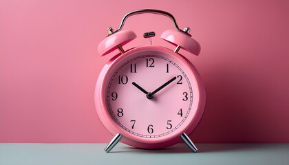 Pink Alarm Clock on Pink Background Time Management and Deadline Concept