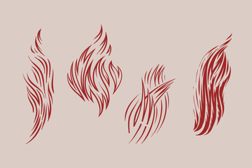 Obraz premium Outline Flame Set Hand Drawn Vector Image