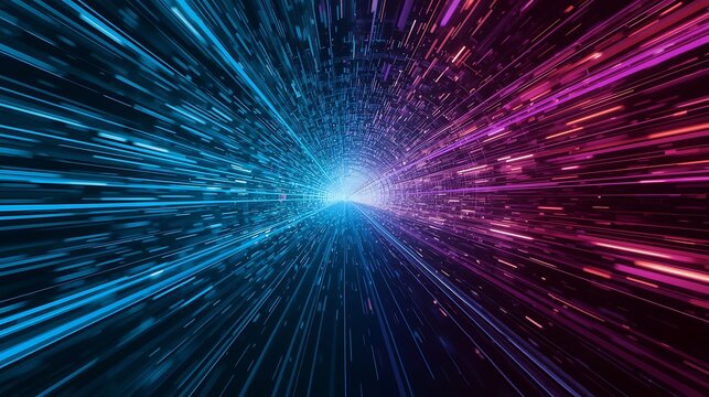 Abstract hyperspace background speed of light space travel tunnel technology concept