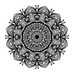 abstract black mandala floral ornament.