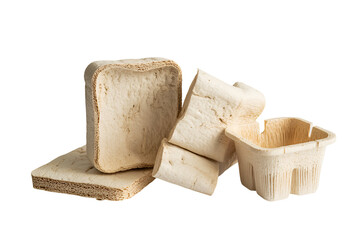 Several pieces of light brown textured paper or cardboard isolated on transparent background