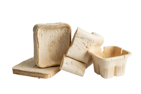 Several pieces of light brown textured paper or cardboard isolated on transparent background