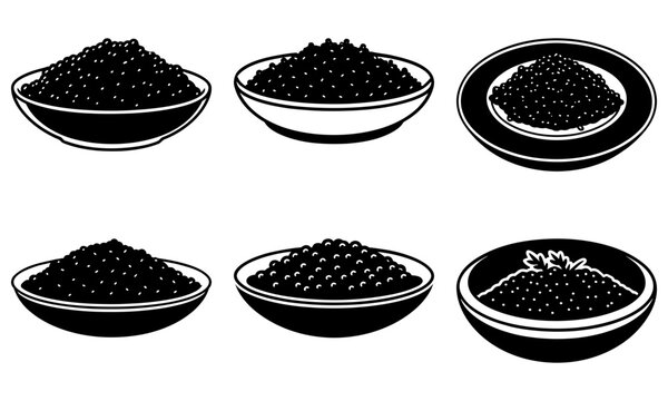 Delightful servings of caviar in elegant bowls, perfect for luxury lifestyle branding and sophisticated culinary presentations. Premium food illustration. - Powered by Adobe