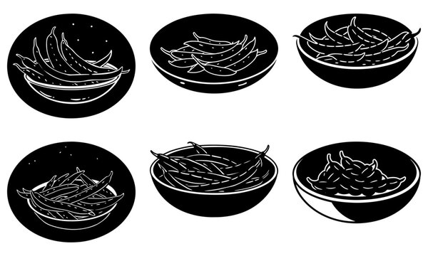 Elegant bowls of chili peppers offer a spicy, flavorful touch for culinary projects or food branding. Hot, bold, and ready to add zest to designs