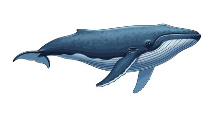 Obraz premium Majestic blue whale illustration swimming gracefully in the ocean depths