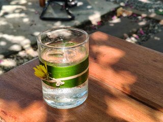 Beautifully decorated drinking glasses on a wooden table
