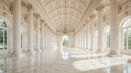 Fototapeta premium An opulent, grandiose interior of a neoclassical style hall