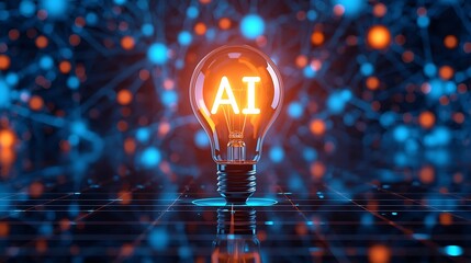 Ai artificial intelligence concept with lightbulb innovation and technology future