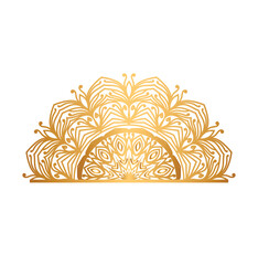 Half Mandala frame indian pattern islamic ornament gold color	
