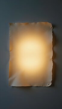 A square piece of paper with a light shining through it.