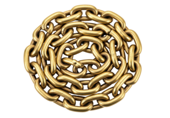 Isolated heavy gold chain, linked together, valuable necklace, bracelet, security concept