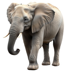 Obraz premium A large elephant strolls through the grasslands, showcasing its majestic size and calm demeanor in the morning glow.