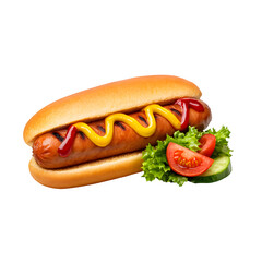 Hot dog with mustard Isolated on a transparent Background