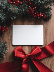 Obraz premium Festive card with red ribbon.