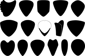 Group of different guitar picks illustration isolated on white background