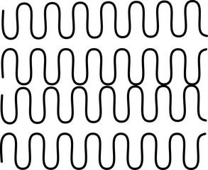 Repeating seamless pattern of black sinusoidal waves. Abstract texture for technology, textile, or science background design.