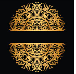 Mandala frame indian pattern islamic ornament gold color