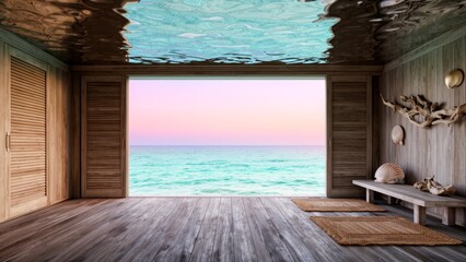 Escape to serenity in a tranquil seaside room at dawn