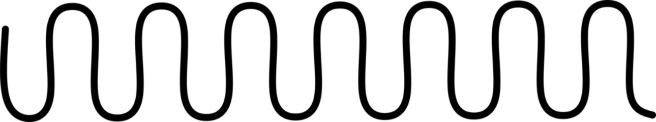 Single black line of a smooth, repeating sinusoidal (sine) wave. Represents analog signal, sound, or physics concept.