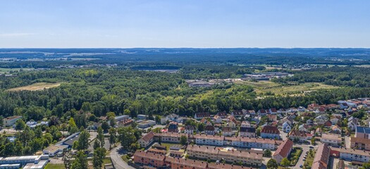 Die Stadt Maxhütte-Haidhof in der mittleren Oberpfalz im Kreis Schwandorf von oben