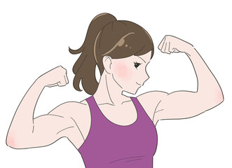 筋肉ムキムキの女性　イラスト