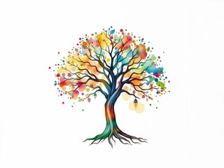 Boho watercolor tree of life, symbolizing growth and harmony, perfect spiritual nature wall print, watercolor,  symbolic