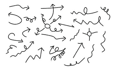 Hand-Drawn Black Arrows Set on transparent Background