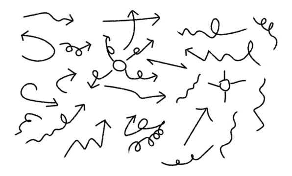 Hand-Drawn Black Arrows Set on transparent Background