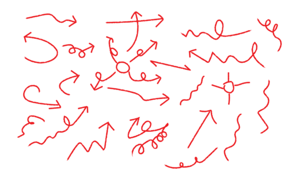 set of hand drawn sketch of arrows