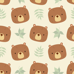 Seamless pattern with cute bears. Flat design. Vector.

