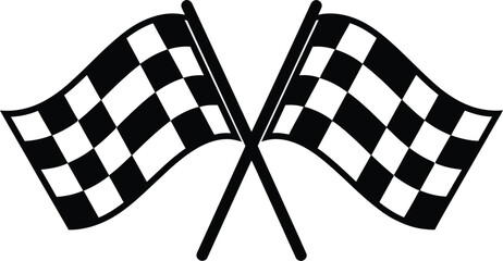 Naklejka premium Two crossed checkered flags racing finish line symbol