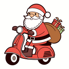 Santa Delivery Scooter Cartoon for Christmas