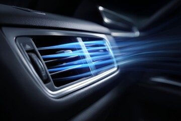 Airflow from car vent ensures comfort during hot summer days while driving on busy streets in the city