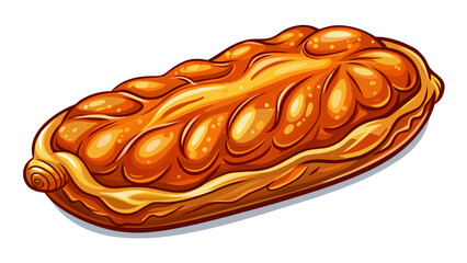 Very beautiful semi-realistic vector illustration of a fried sausage viewed from above, showing golden-brown crisp texture, juicy interior, and clean presentation isolated on a white background.