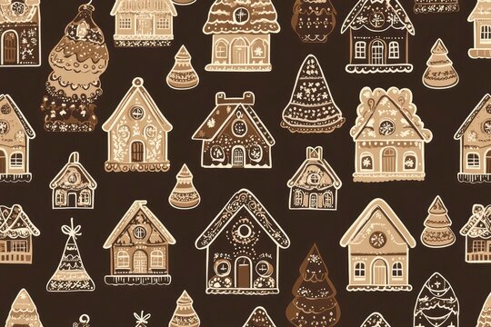Folk gingerbread houses reflecting Hutsul architecture in warm winter palette