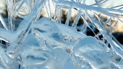 Detailed 4K Ultra HD winter texture close up view of intricate frost patterns showcasing delicate ice crystals forming unique textures and shapes on a surface during the cold season - Powered by Adobe