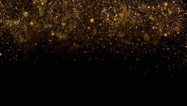 golden glittering sparkles on black background  - Powered by Adobe