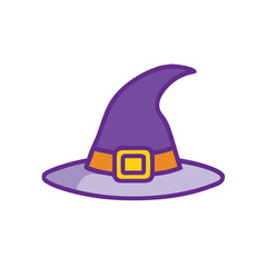 Naklejka premium Witch Hat with Buckle Vector Color Icon Illustration