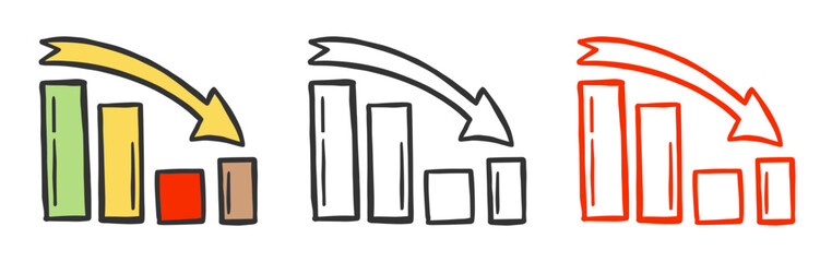 Hand drawn business down chart icon. Simple illustration for finance, report, and analytics © luqart97